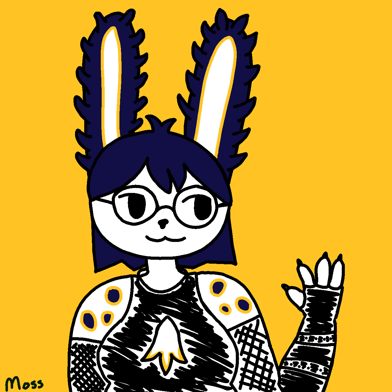 A drawing of my unnamed sea bunny fursona.